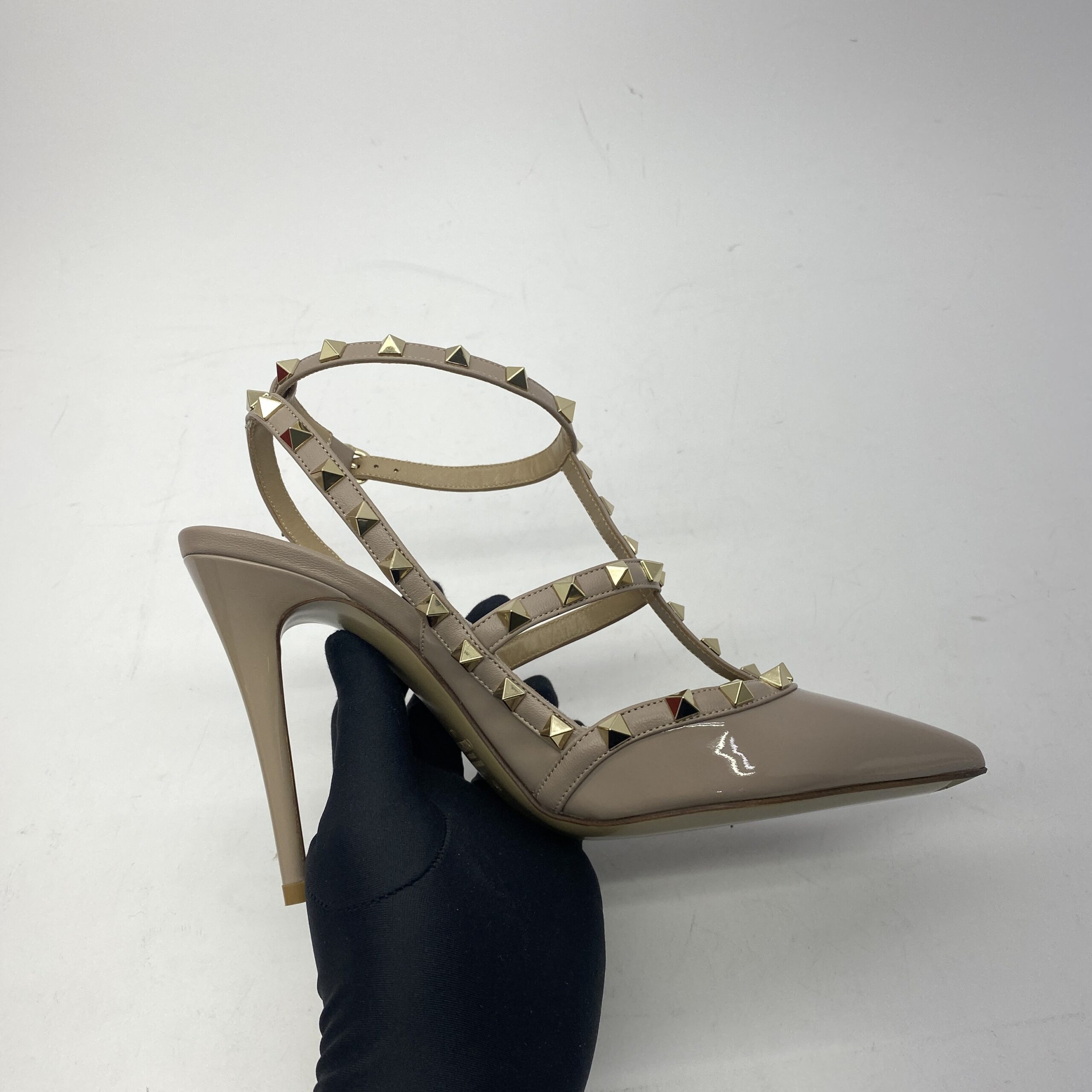 Rockstud Ankle Heels Patent Poudre LGHW