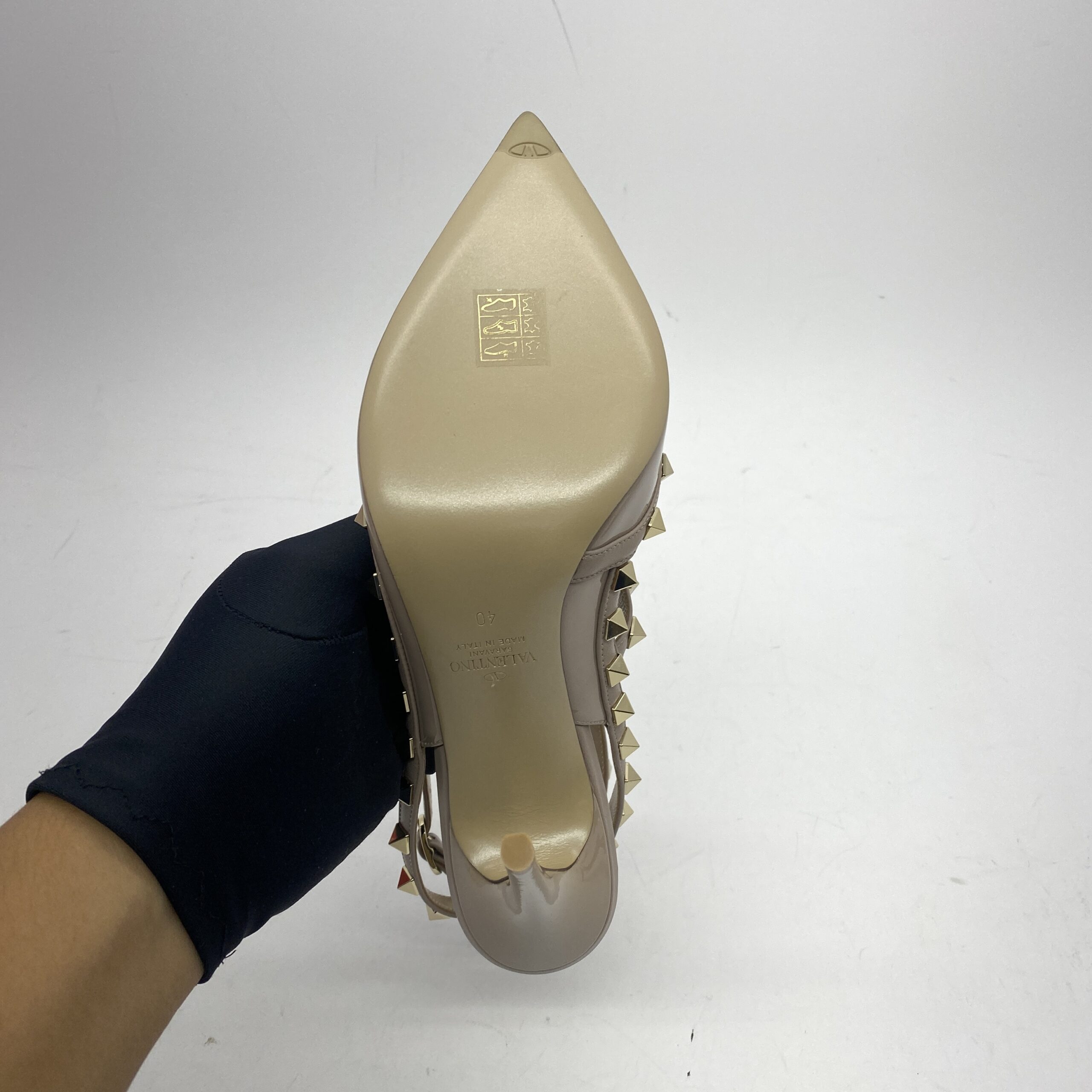 Rockstud Ankle Heels Patent Poudre LGHW