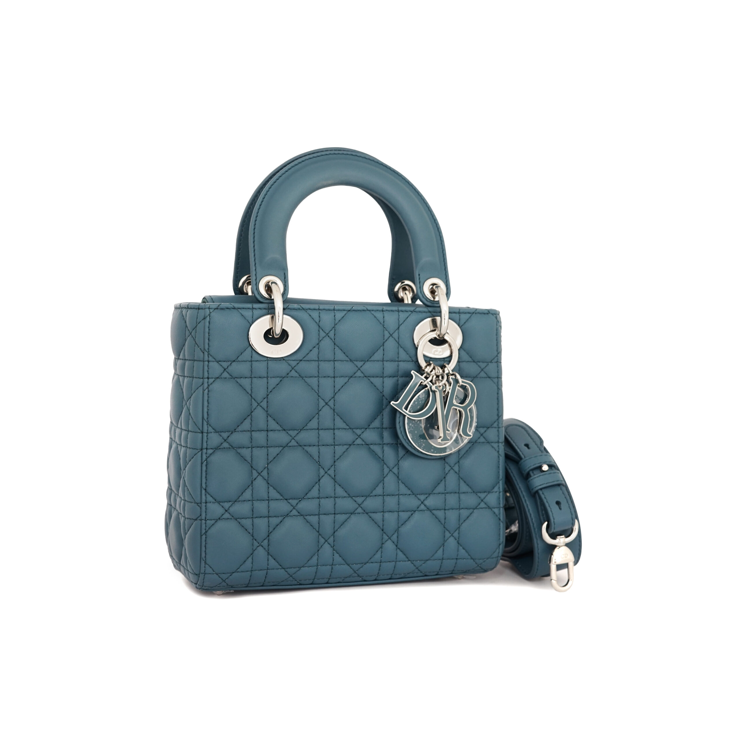 Lady Dior Small Lambskin Deep Ocean SHW