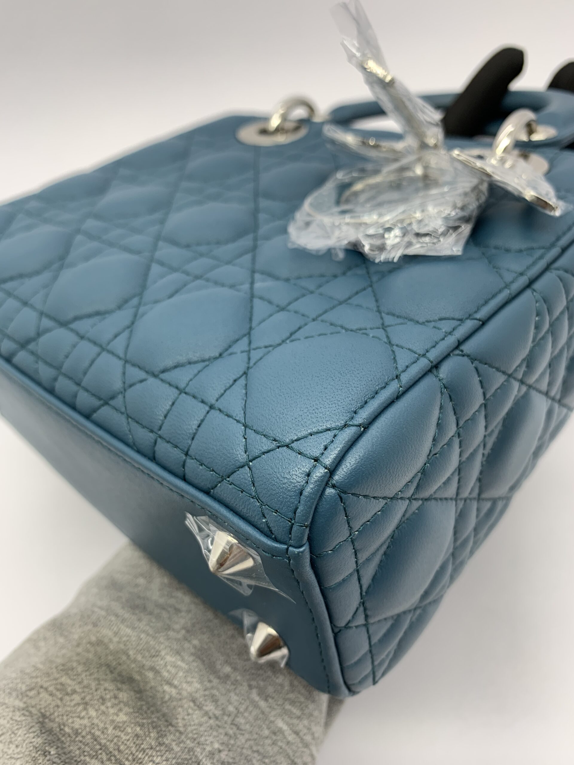 Lady Dior Small Lambskin Deep Ocean SHW