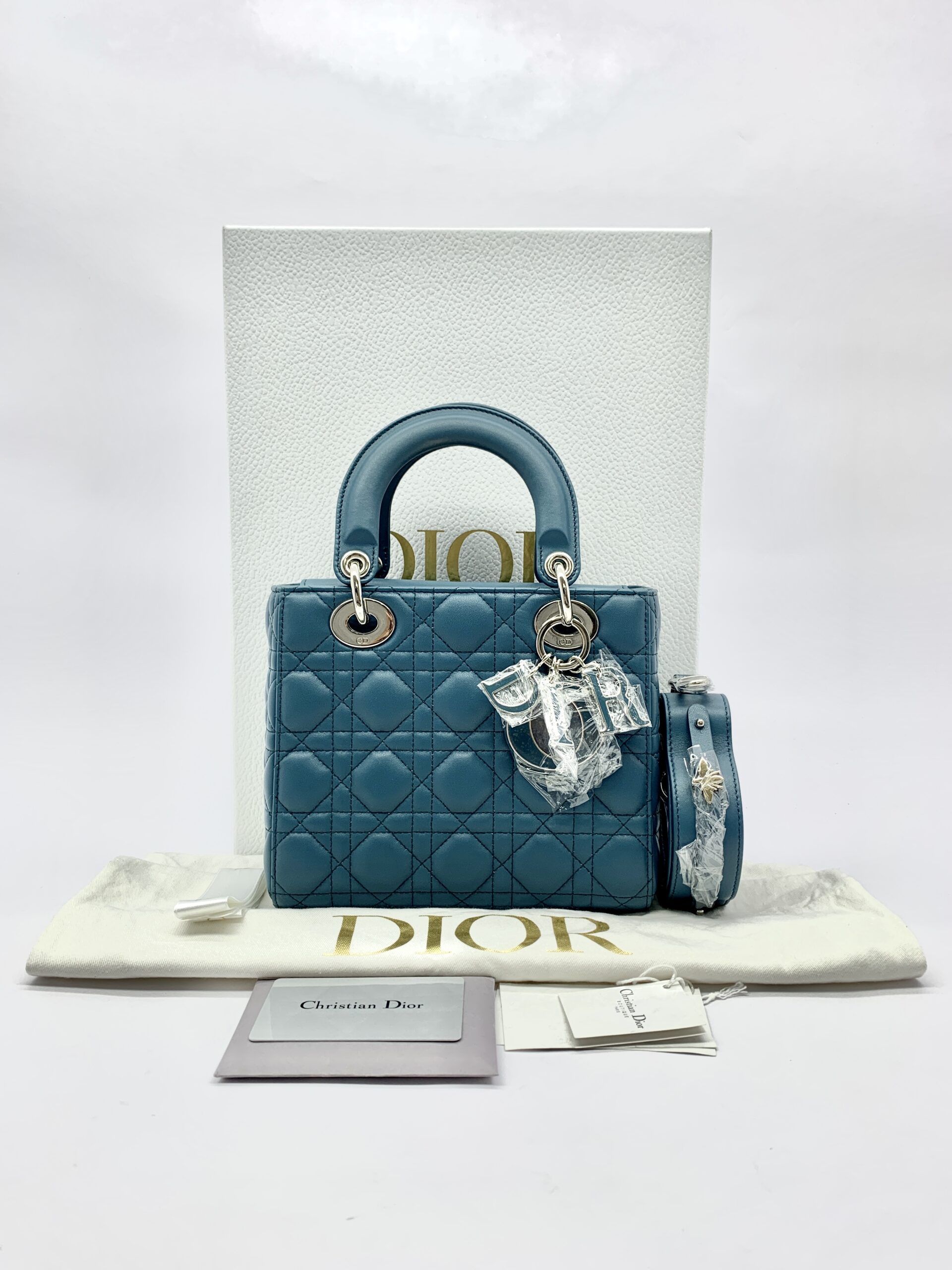 Lady Dior Small Lambskin Deep Ocean SHW