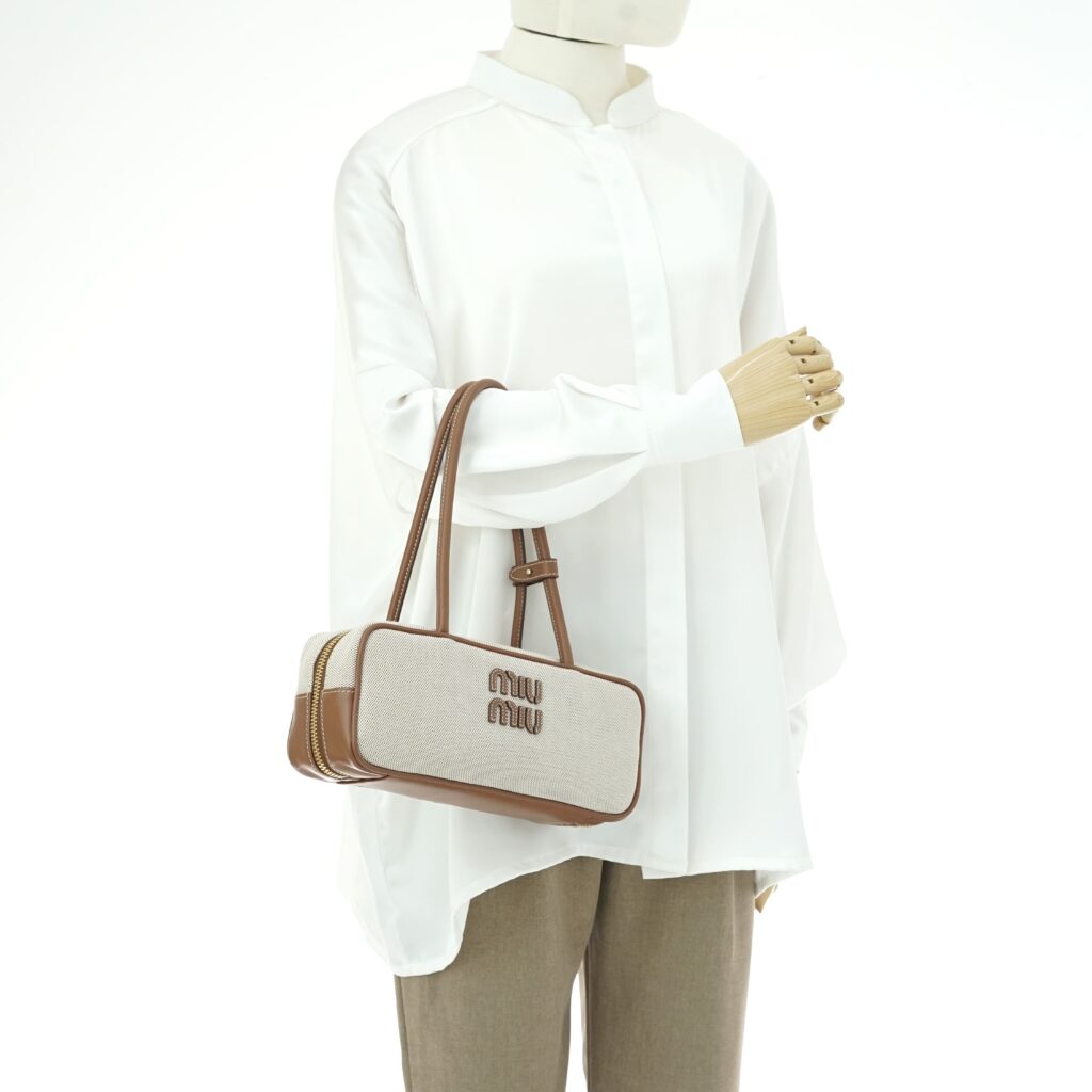 Beau Bag Small Canvas Leather Beige Brandy GHW
