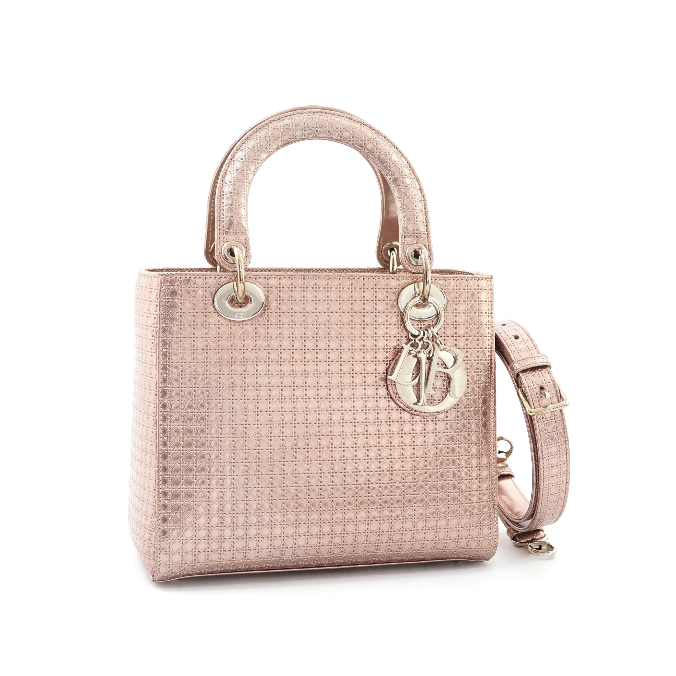 Lady Dior Medium Patent Cannage Rose Gold LGHW