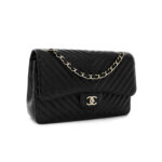 Mini Rectangle Crinkled Patent All Black
