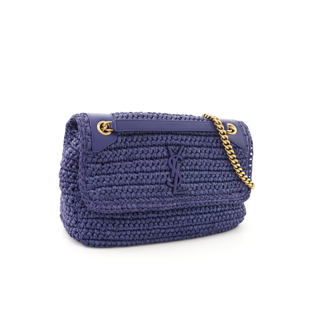 Niki Medium Raffia Blue GHW
