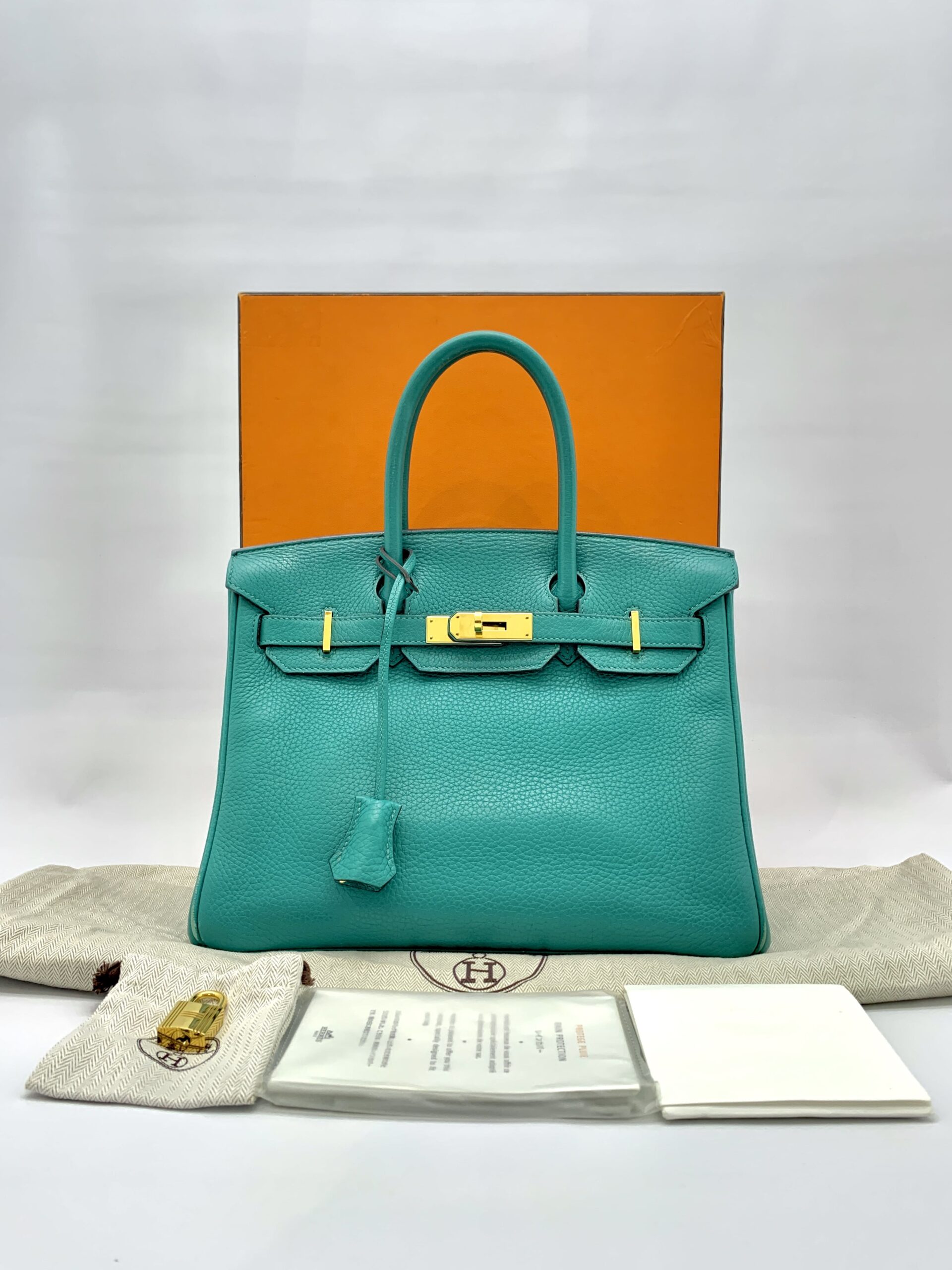 Birkin 30 Togo Blue Paon GHW