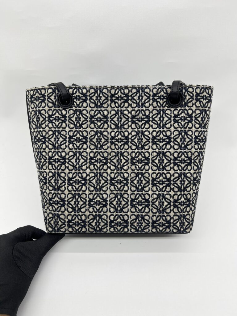 Square Tote Bag Anagram Navy Black