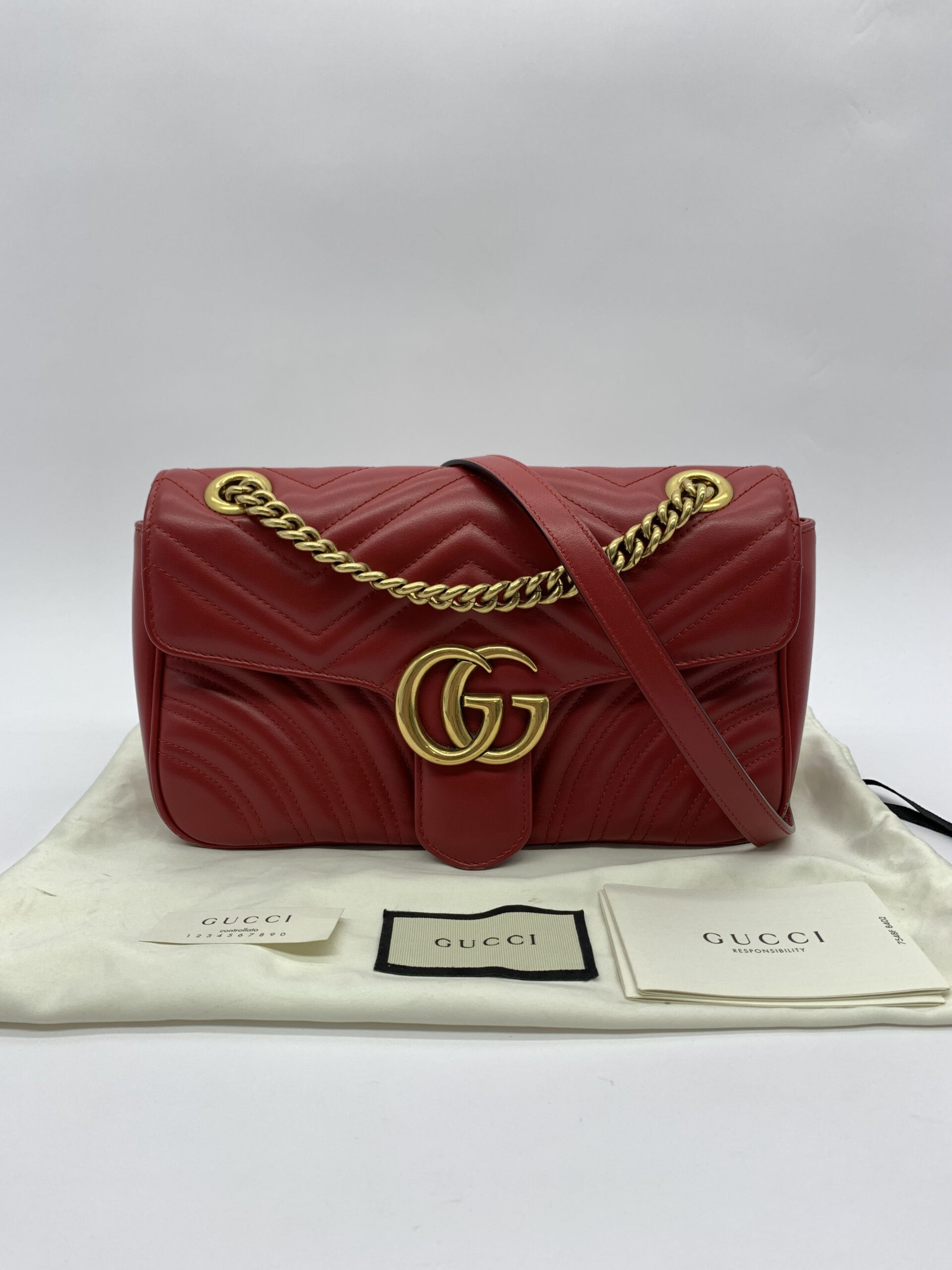 Marmont Flap Small Red GHW