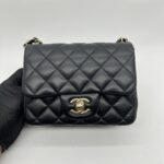 Mini Square Black Lambskin GHW