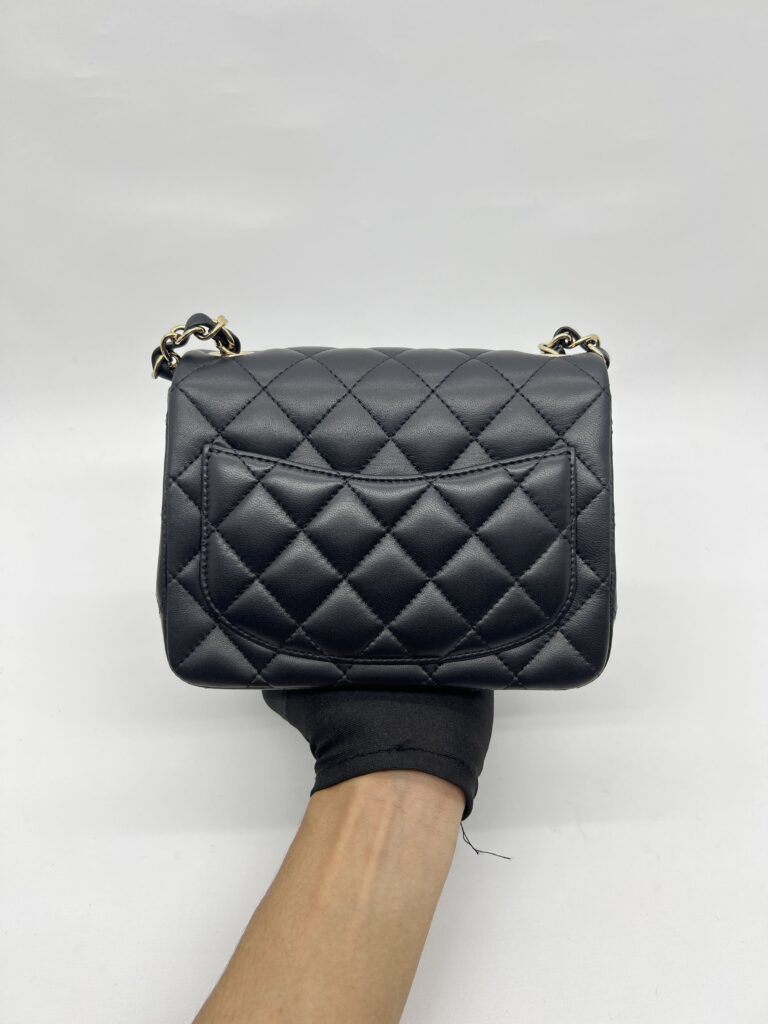 Mini Square Black Lambskin GHW
