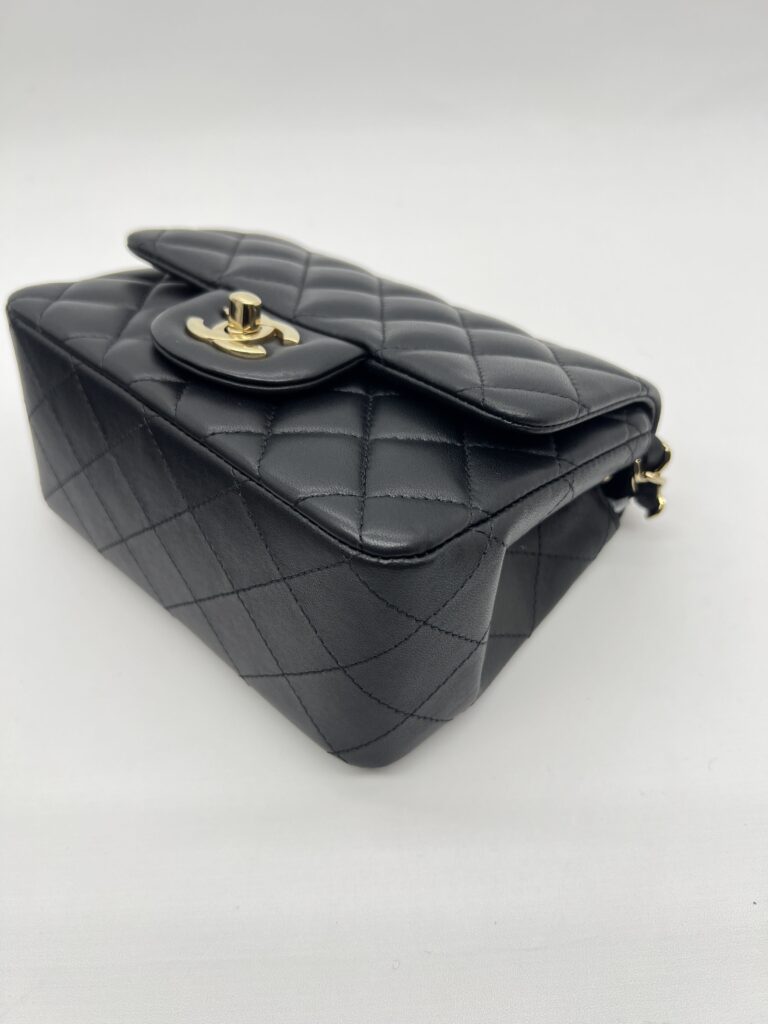 Mini Square Black Lambskin GHW