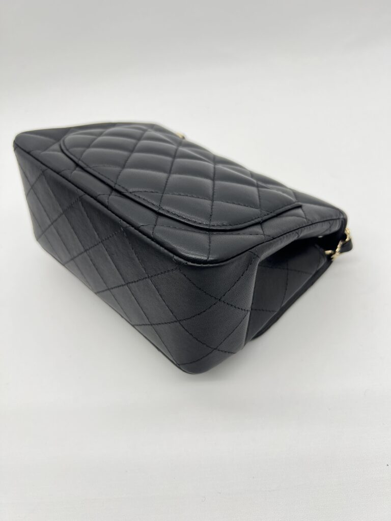 Mini Square Black Lambskin GHW