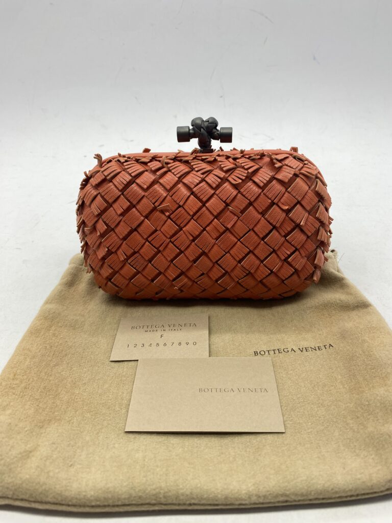 Fringe Knot Clutch Orange Coral