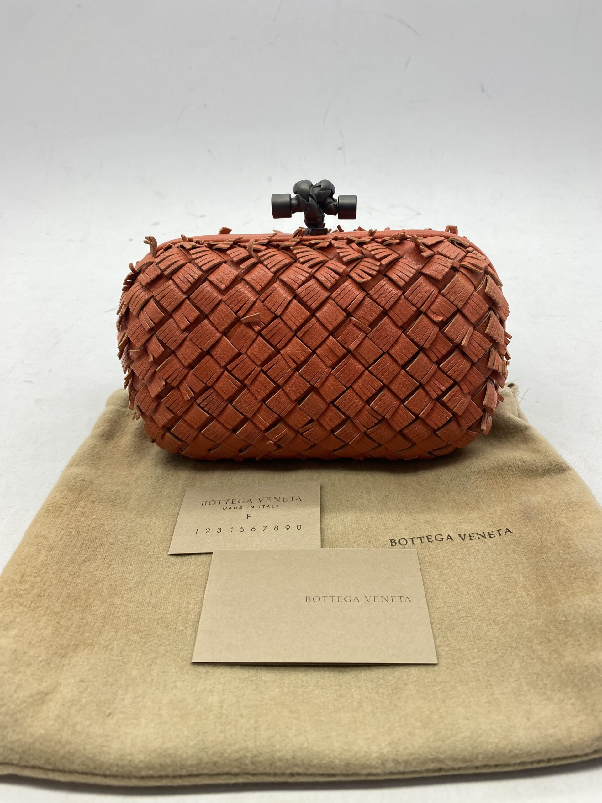 Fringe Knot Clutch Orange Coral