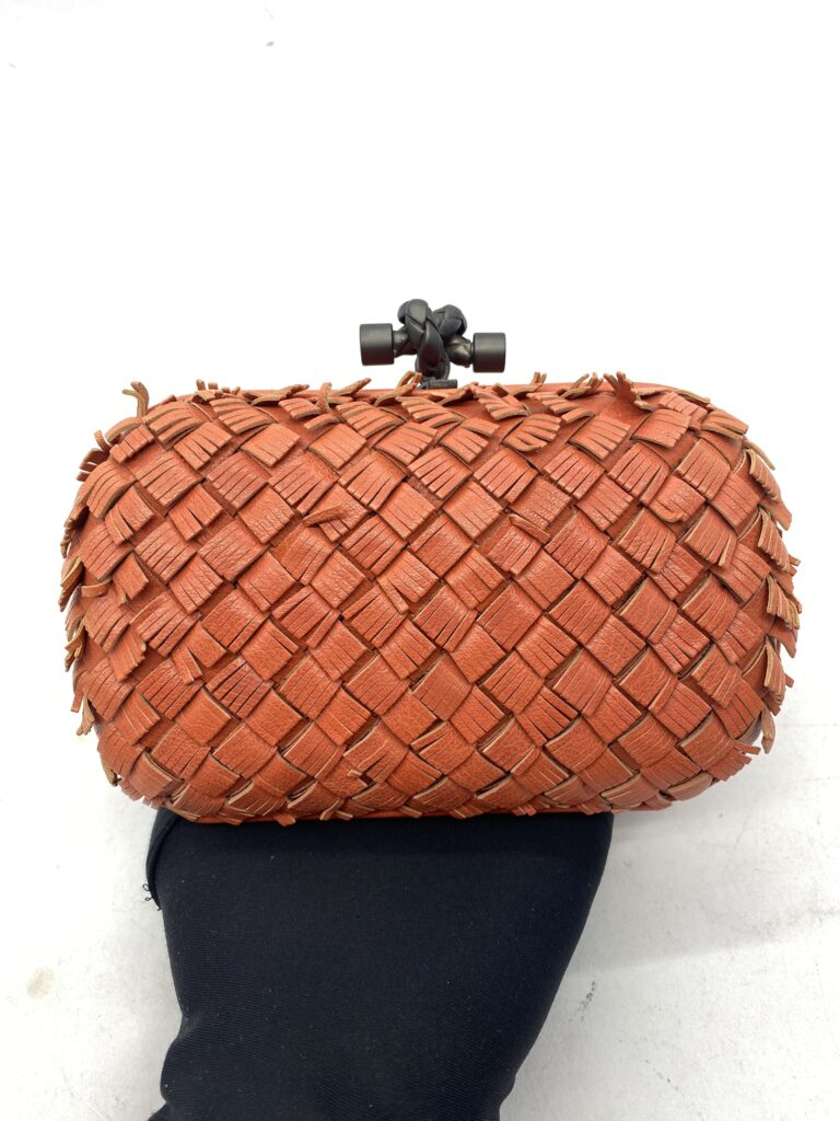 Fringe Knot Clutch Orange Coral