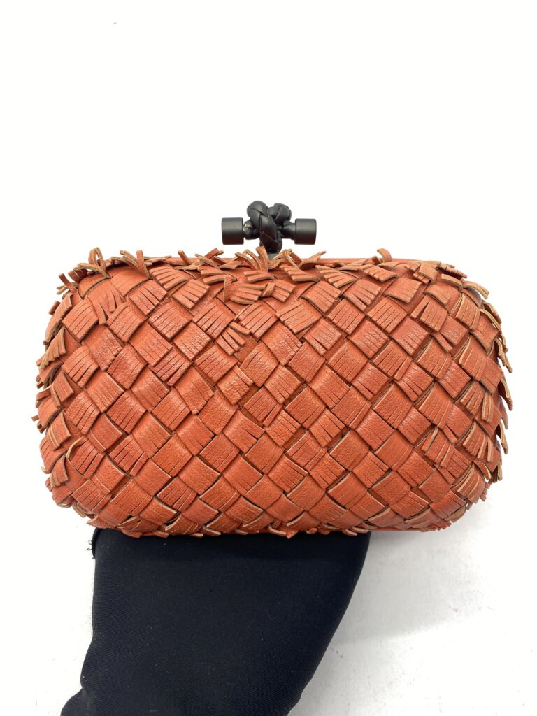 Fringe Knot Clutch Orange Coral