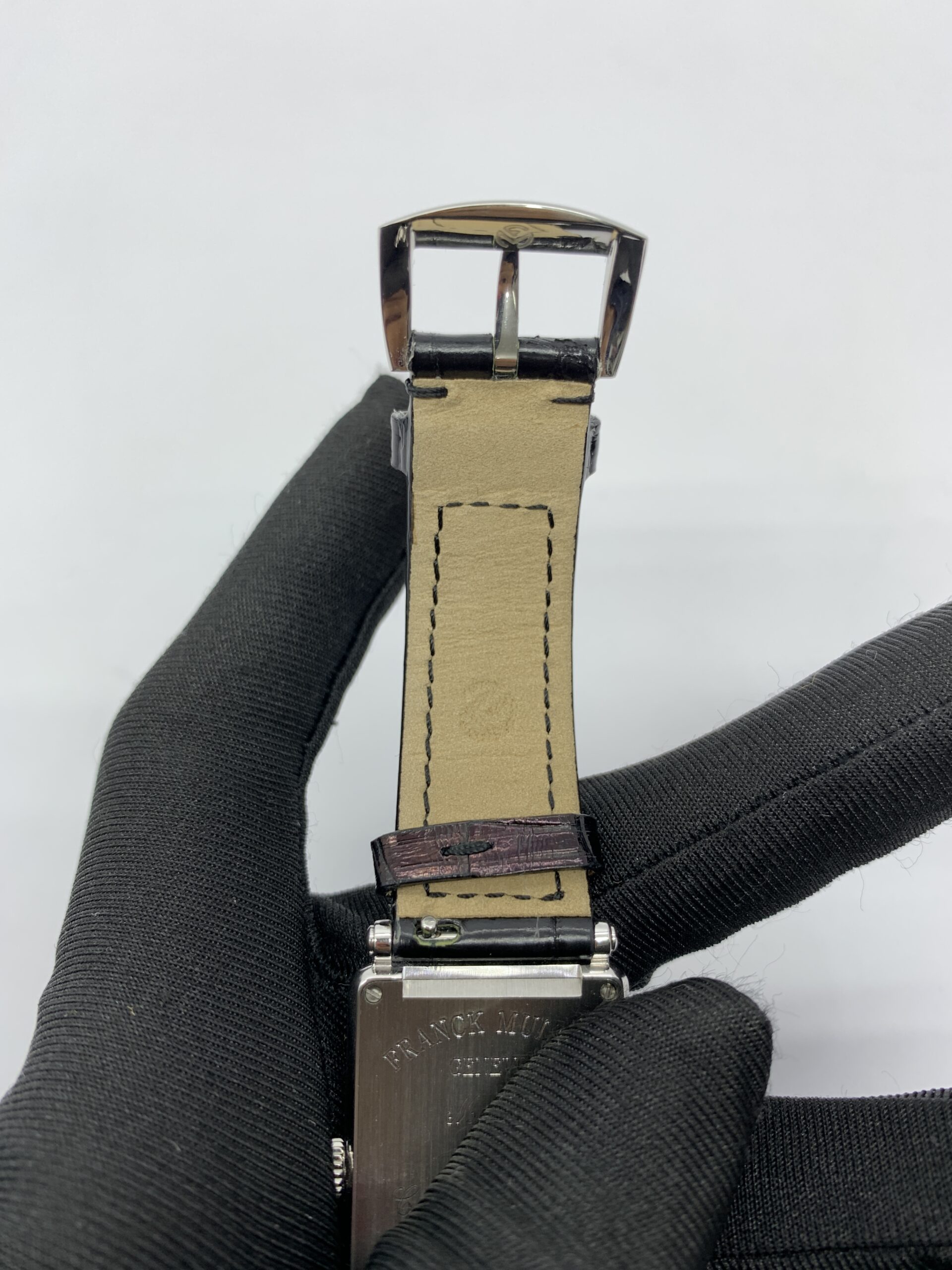 Long Island 952 Qz Silver Diamond Bezel Black Croco Strap