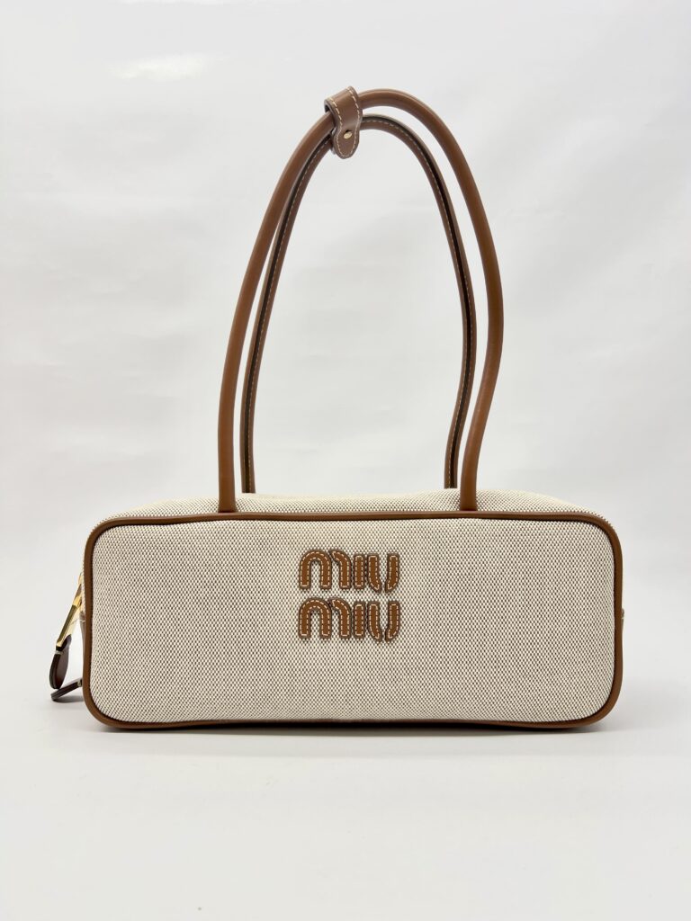 Beau Bag Small Canvas Leather Beige Brandy GHW