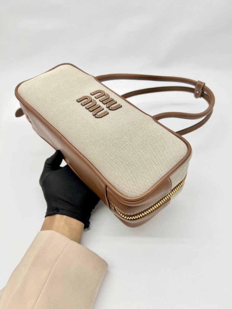 Beau Bag Small Canvas Leather Beige Brandy GHW