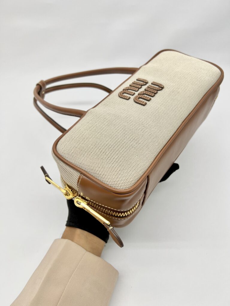 Beau Bag Small Canvas Leather Beige Brandy GHW