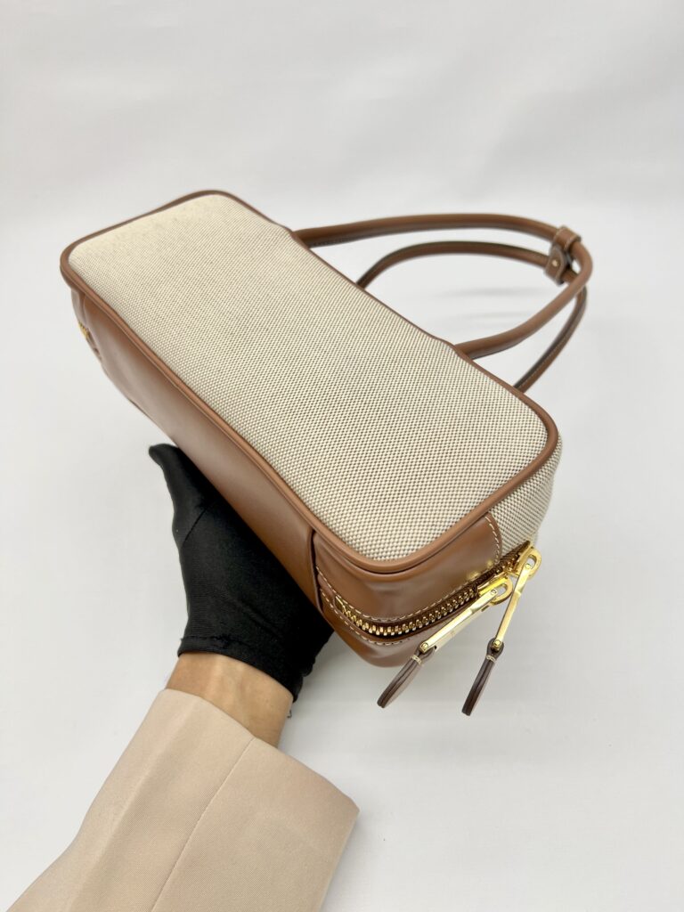 Beau Bag Small Canvas Leather Beige Brandy GHW