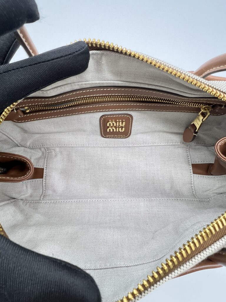 Beau Bag Small Canvas Leather Beige Brandy GHW