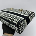Lady D-Joy Medium Canvas Houndstooth Black White GHW