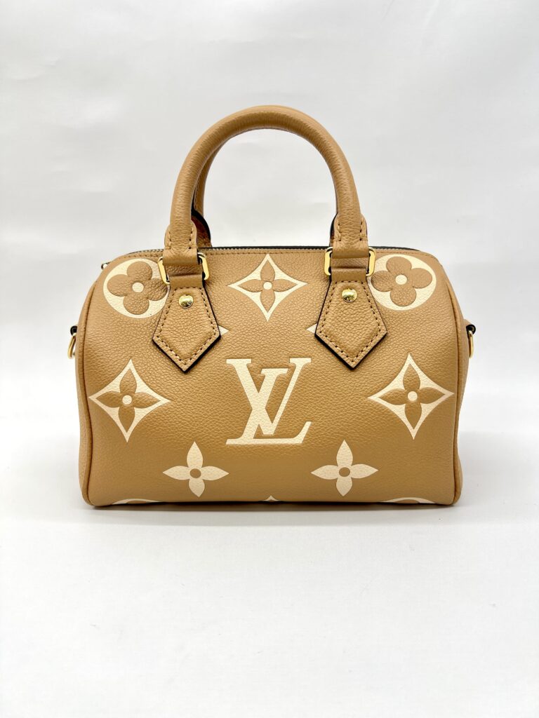 Speedy Bandou 20 Giant Monogram Empreinte Caramel