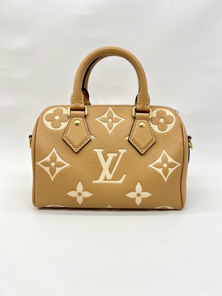 Speedy Bandou 20 Giant Monogram Empreinte Caramel
