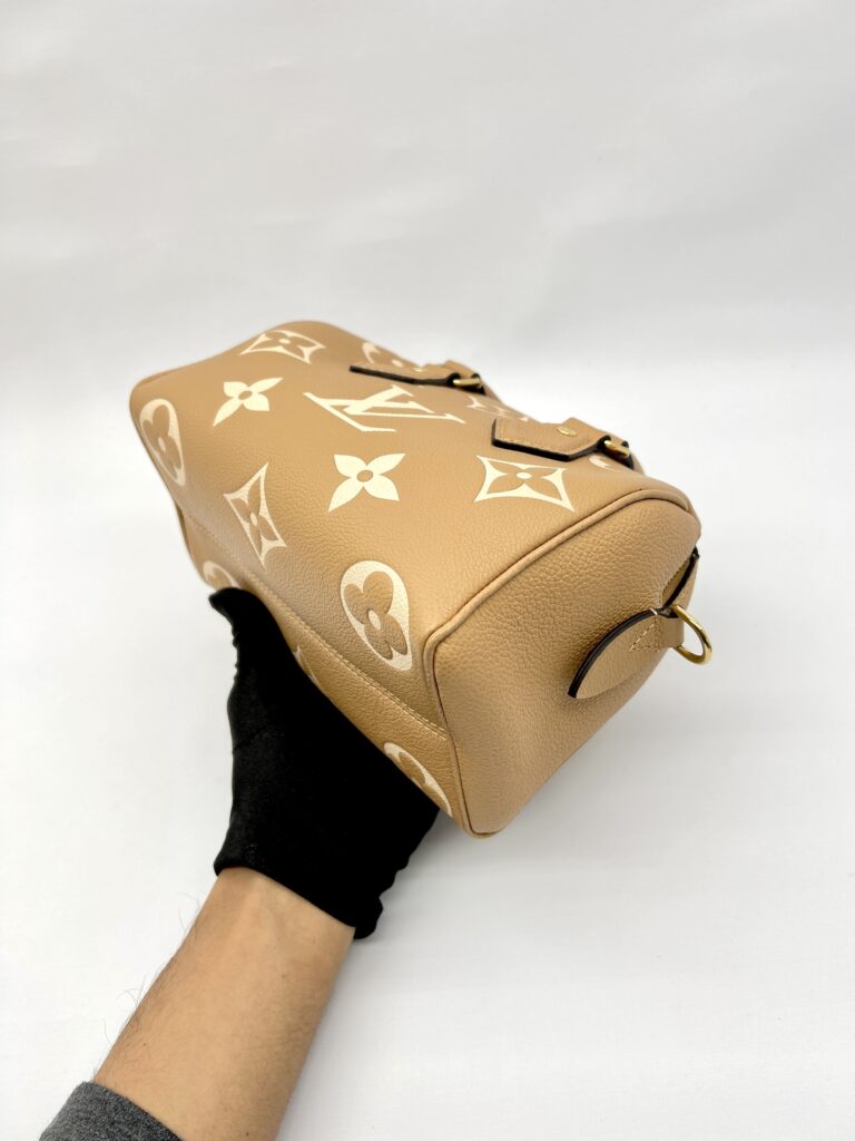 Speedy Bandou 20 Giant Monogram Empreinte Caramel