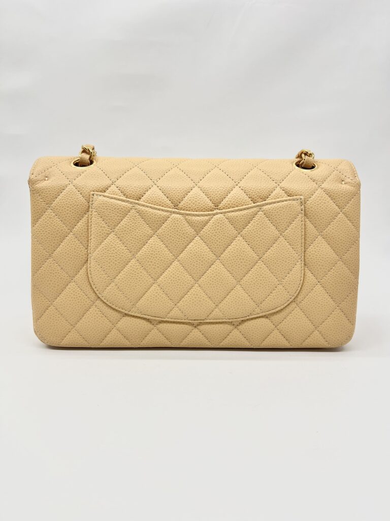 Medium Classic D Flap Caviar Beige GHW
