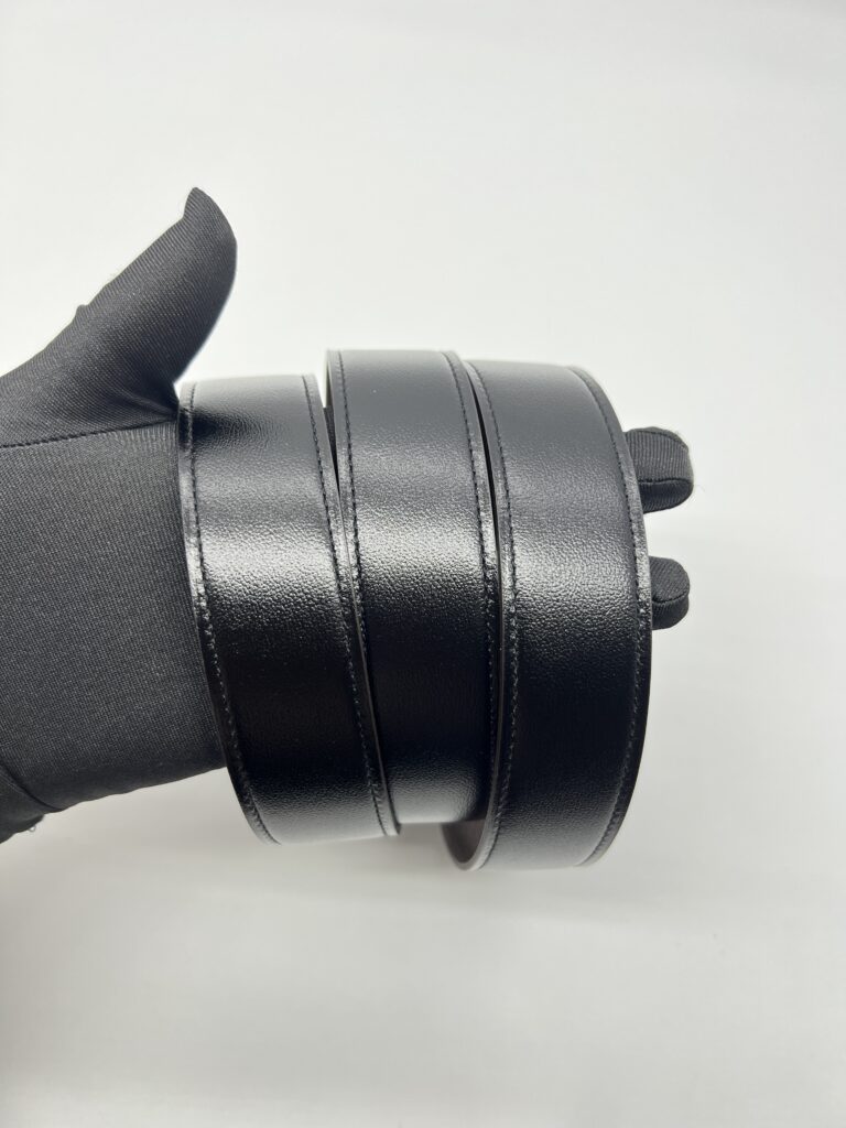 Reversible H Striee Gold Buckle Noir Chocolat