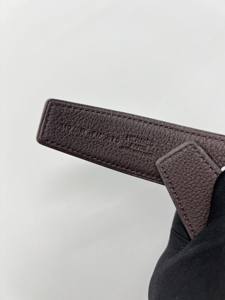 Reversible H Striee Gold Buckle Noir Chocolat