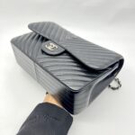Jumbo Classic D Flap Black Chevron Caviar SHW