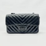 Mini Rectangle Crinkled Patent All Black