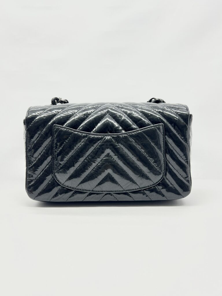 Mini Rectangle Crinkled Patent All Black