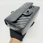 Mini Rectangle Crinkled Patent All Black
