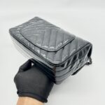 Mini Rectangle Crinkled Patent All Black