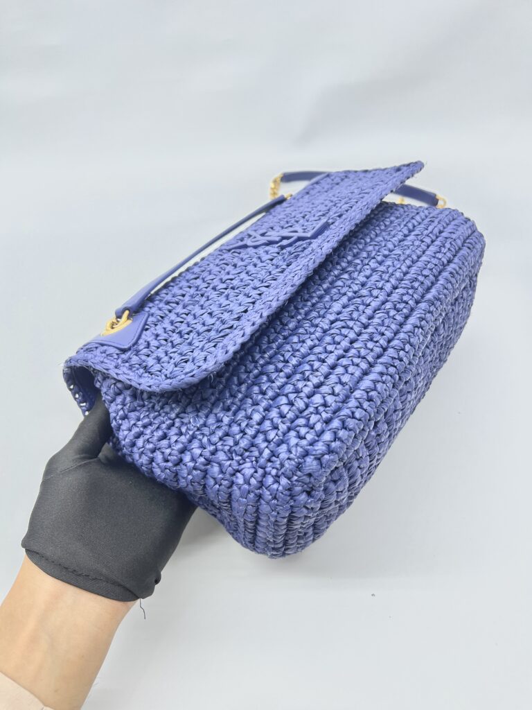 Niki Medium Raffia Blue GHW