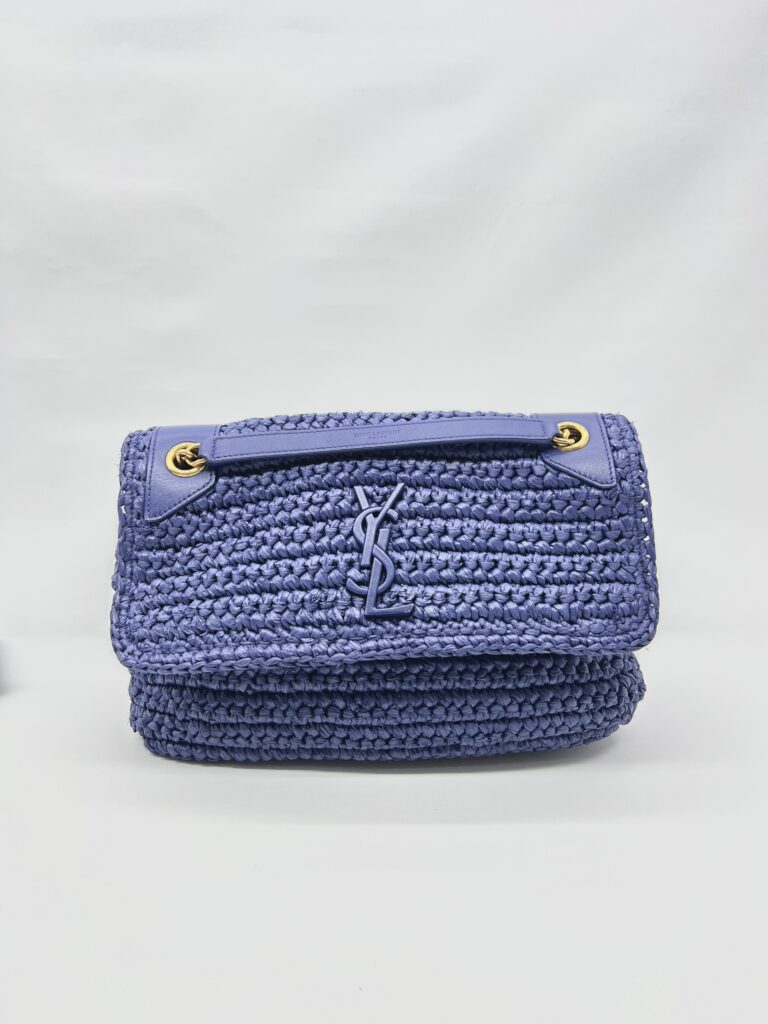 Niki Medium Raffia Blue GHW
