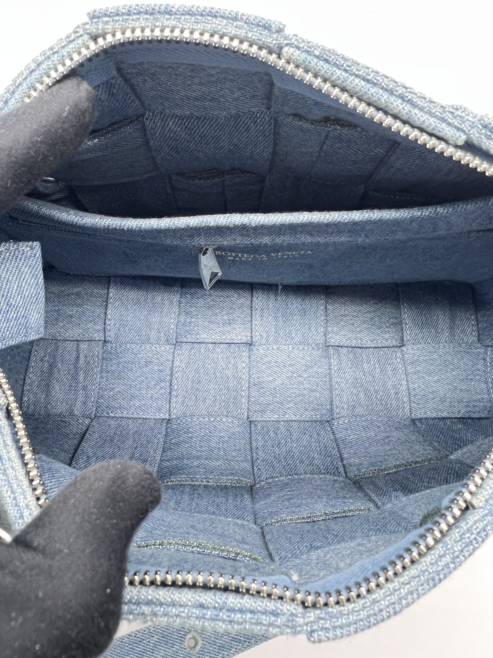 Brick Cassette Intrecciato Washed Denim SHW