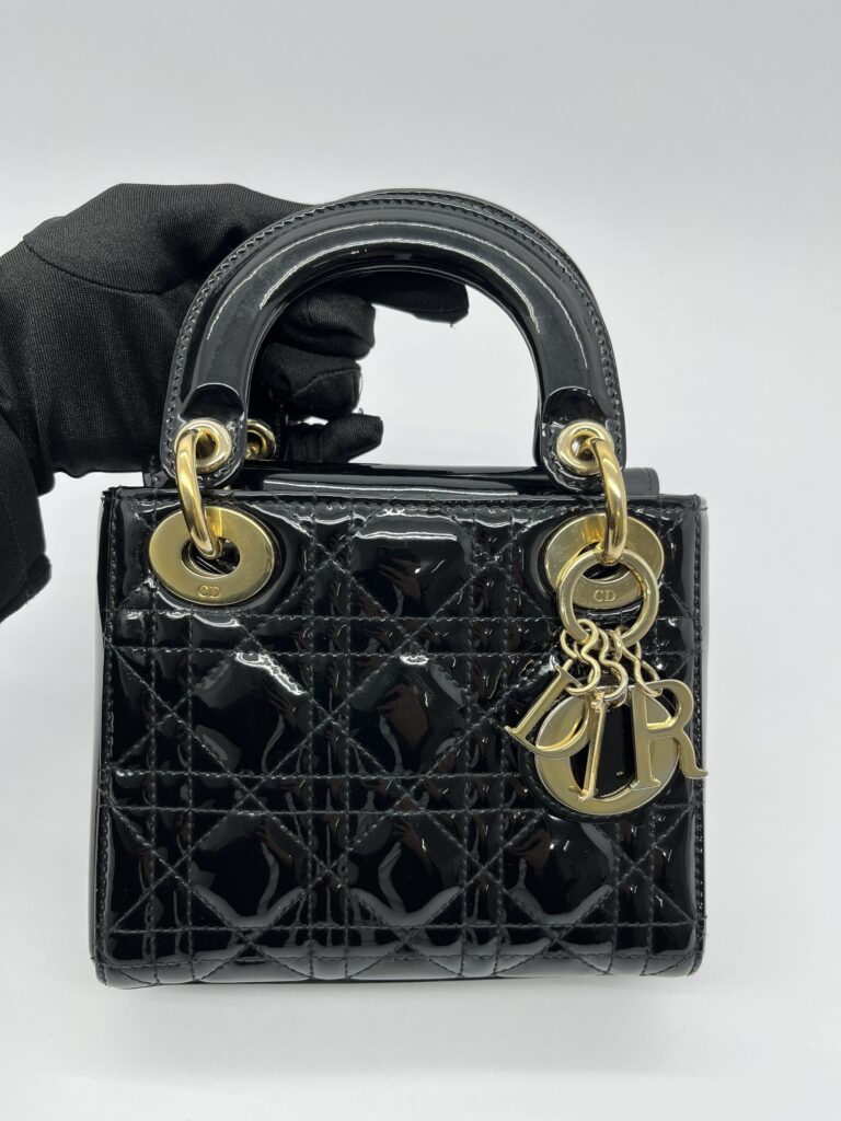 Lady Dior Mini Vernis Black GHW