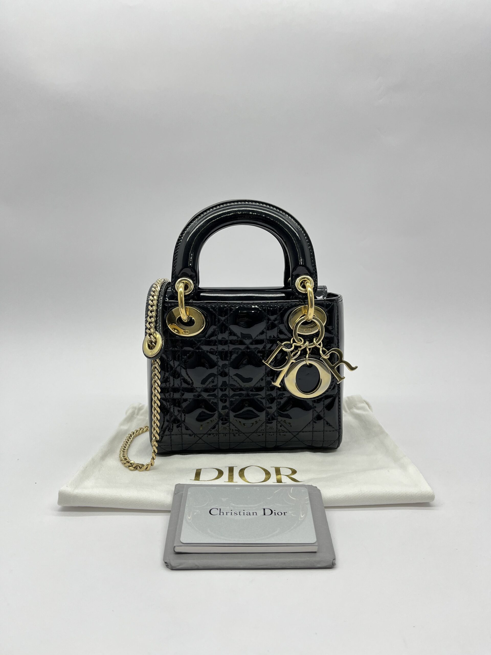 Lady Dior Mini Vernis Black GHW