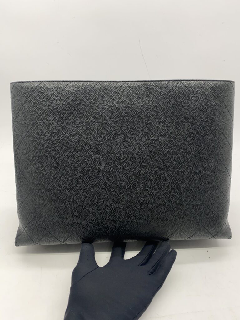 Stitched Large Shopping Tote Black Caviar