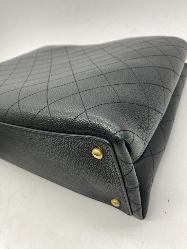 Stitched Large Shopping Tote Black Caviar