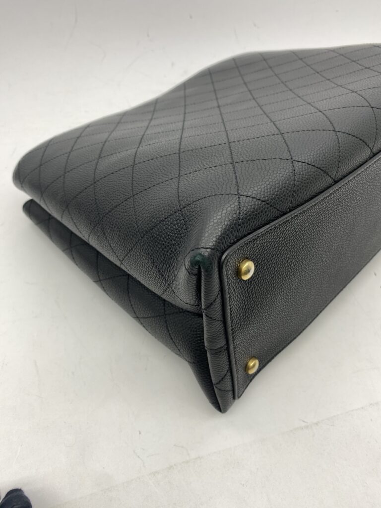 Stitched Large Shopping Tote Black Caviar