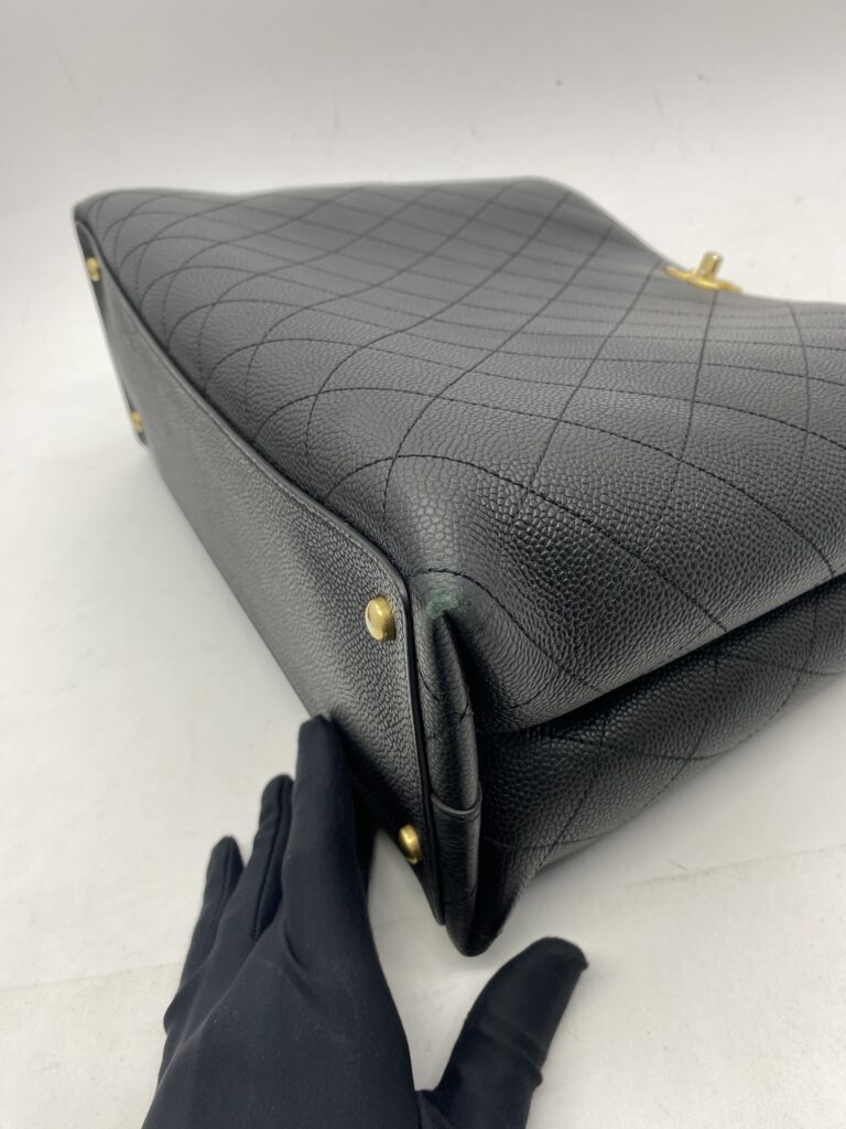 Stitched Large Shopping Tote Black Caviar