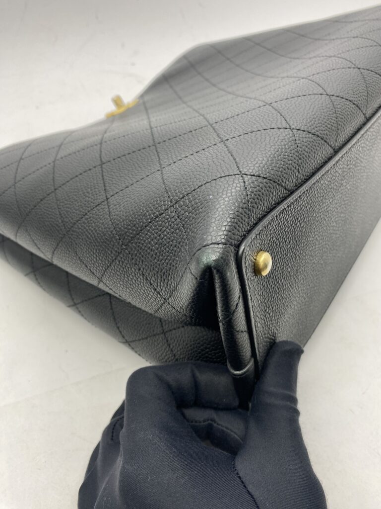 Stitched Large Shopping Tote Black Caviar