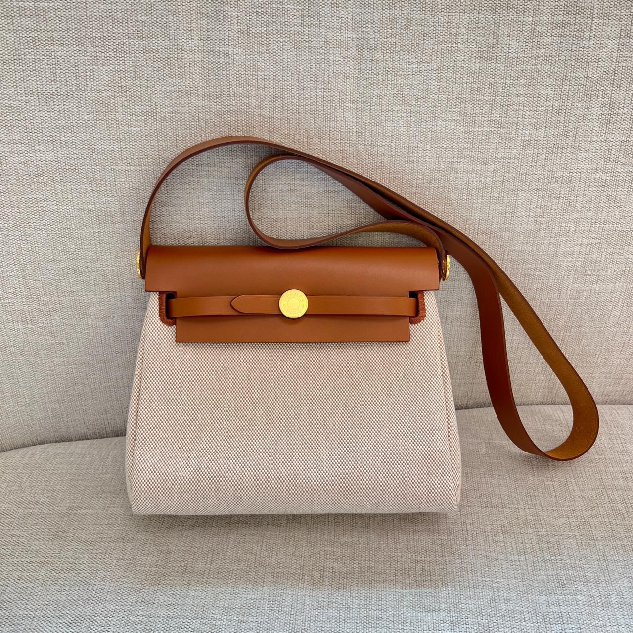 Mini Herbag 20 Ecru Beige Fauve GHW