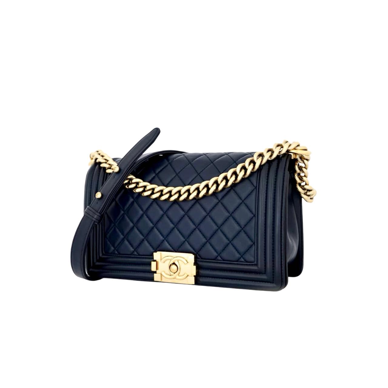 Boy 25 Lambskin Navy GHW